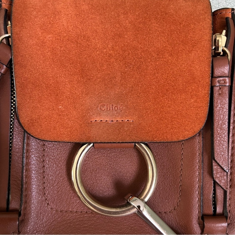 CHLOE Suede Calfskin Mini Faye Backpack Tan - Picture 3 of 10